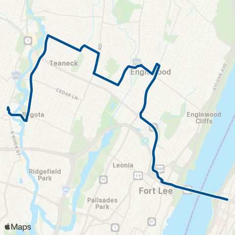 NJ Transit Hackensack - Englewood - New York (GWB) map