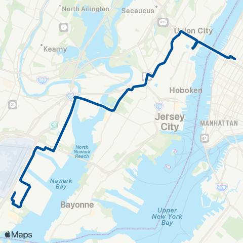 NJ Transit New York - IKEA - Jersey Gardens map