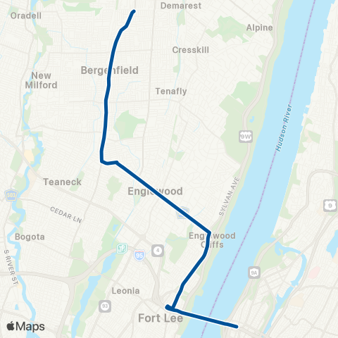 NJ Transit Dumont - New York (GWB) map