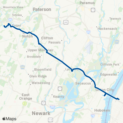 NJ Transit Willowbrook - Montclair - New York map