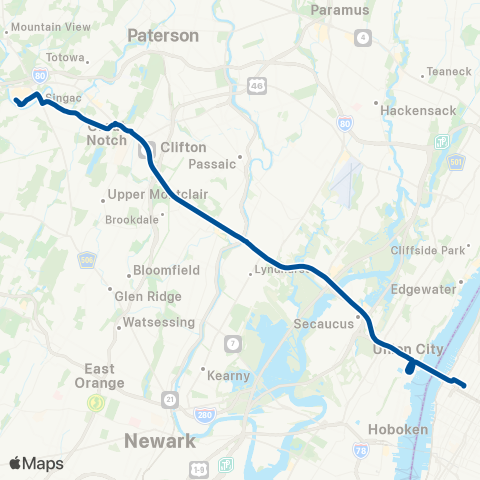 NJ Transit Willowbrook - New York Express map