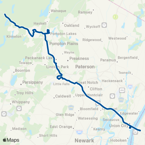 NJ Transit Stockholm - West Milford - New York map