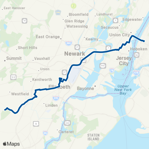 NJ Transit Clark - New York map