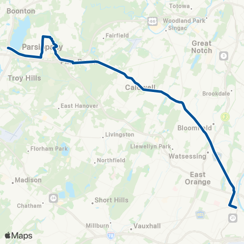 NJ Transit Bloomfield Avenue map