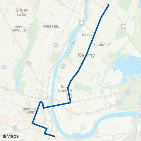 NJ Transit North Arlington-Kearny-Newark map