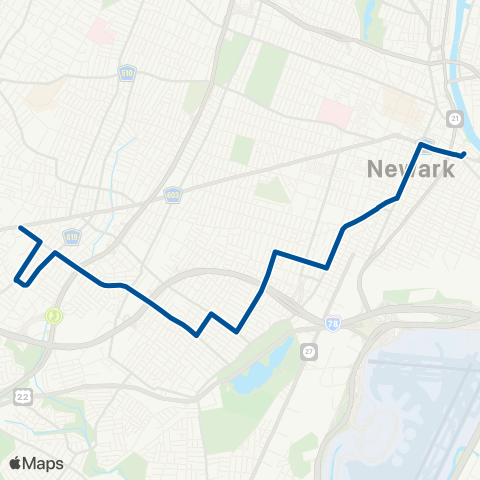 NJ Transit Irvington - Newark map