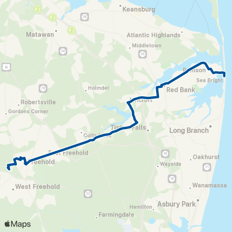 NJ Transit Freehold-Red Bank-Sea Bright map