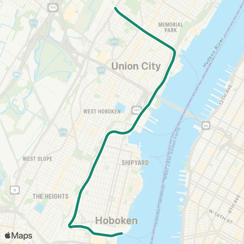 NJ Transit Tonnelle Avenue - Hoboken Terminal map