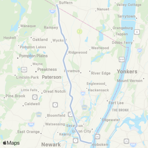 NJ Transit Bergen County Line map