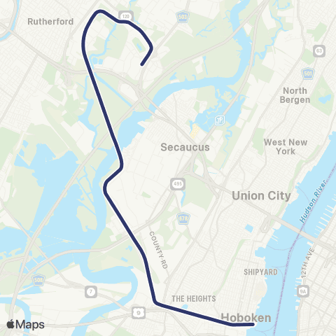 NJ Transit Meadowlands Line map
