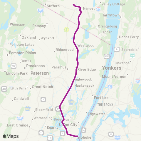 NJ Transit Pascack Valley Line map