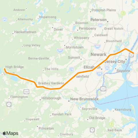 NJ Transit Raritan Valley Line map