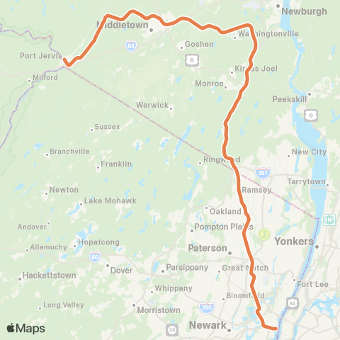 NJ Transit Port Jervis Line map