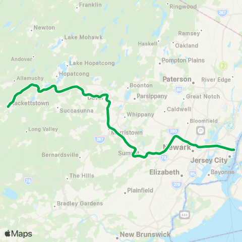 NJ Transit Morristown Line map