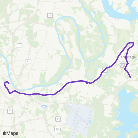 WeGo Public Transit Lebanon Pike map