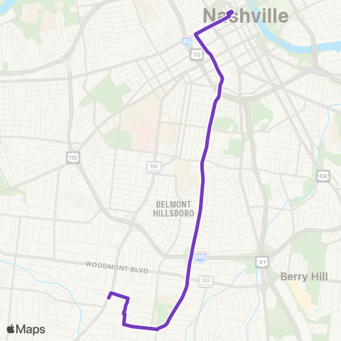 WeGo Public Transit 12th Avenue South map