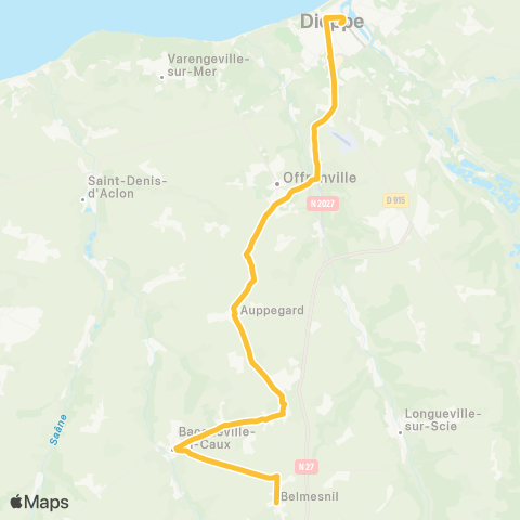 Nomad Car Région Belmesnil <> Dieppe map