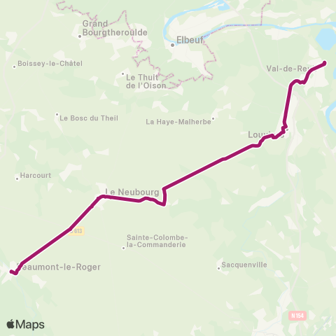 Nomad Car Région Beaumont-le-Roger <> Val-de-Reuil map