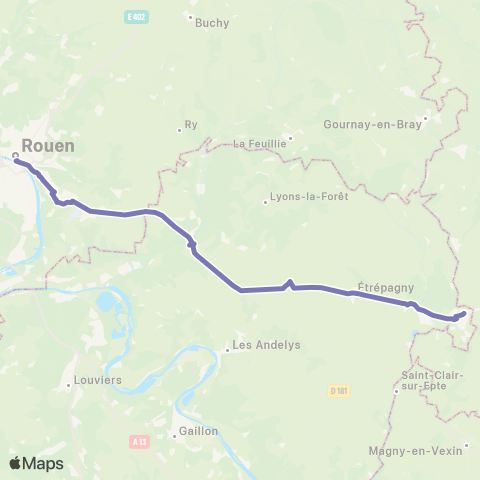 Nomad Car Région Rouen <> Gisors map