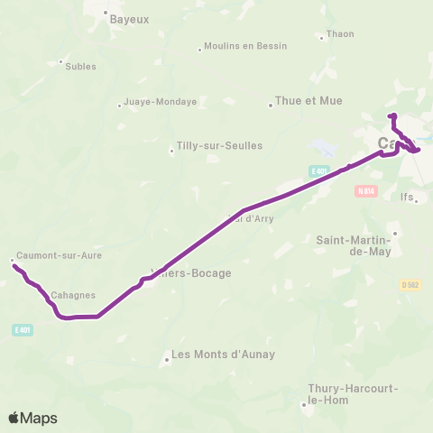 Nomad Car Région Caumont-l'Éventé <> Hottot-les-Bagues <> Caen map