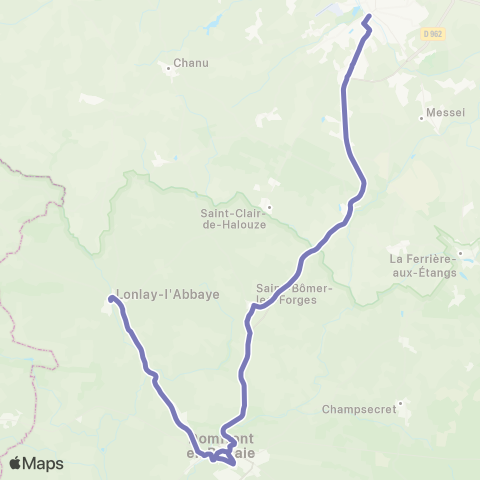 Nomad Car Région Lonlay-l'Abbaye <> Domfront <> Flers map