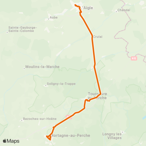 Nomad Car Région Mortagne-au-Perche <> Tourouvre au Perche <> l'Aigle map