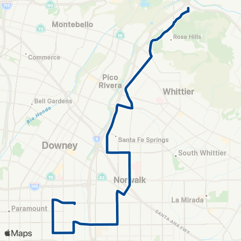 Norwalk Transit Rio Hondo / Bellflower map