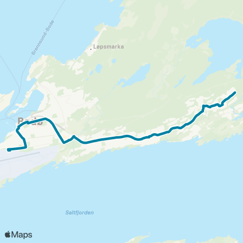 Reis Nordland Bjørndalslia - Bodø sentrum - Bodø lufthavn map
