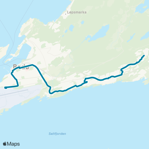 Reis Nordland Bodø lufthavn - Bodø sentrum - Universitetet Nattbuss map