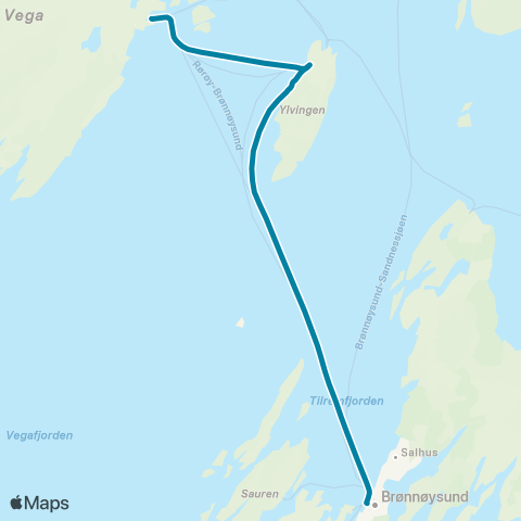 Reis Nordland Brønnøysund-Vega map