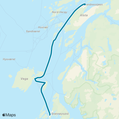 Reis Nordland Sandnessjøen-Brønnøysund map