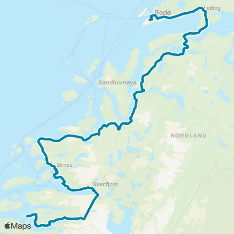 Reis Nordland Bodø - Ørnes - Glomfjord - Halsa map