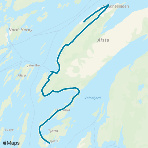 Reis Nordland Brønnøysund-Sandnessjøen map