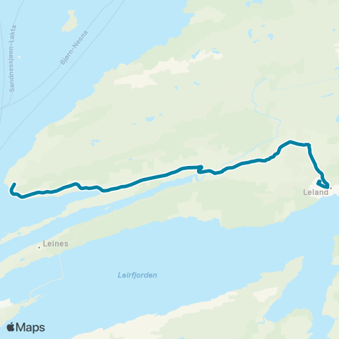 Reis Nordland Leland-Fagervika map