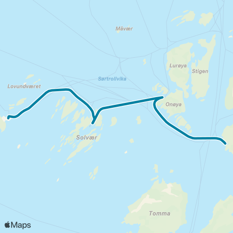 Reis Nordland Stokkvågen - Onøy - Sleneset - Lovund map