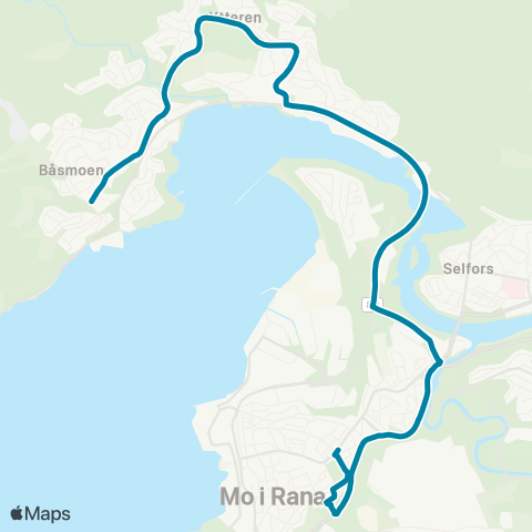 Reis Nordland Mo-Tverråneset-Mjølan map
