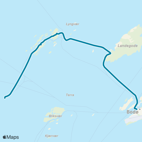 Reis Nordland Bodø-Væran map