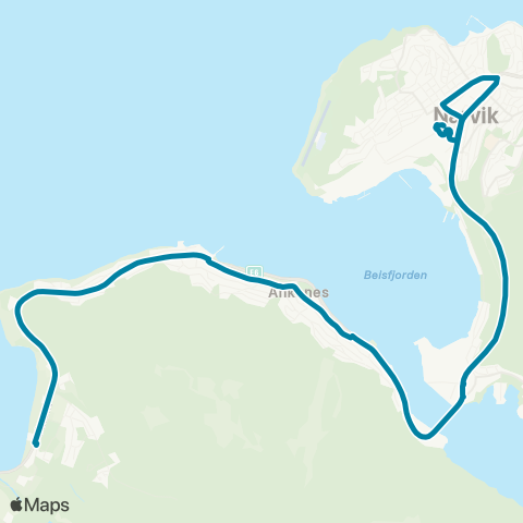 Reis Nordland Narvik-Ankenes-Håkvik-Saltvikh map
