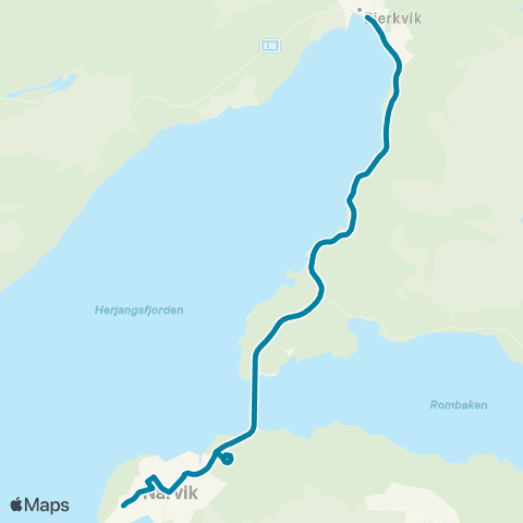 Reis Nordland Narvik - Bjerkvik map