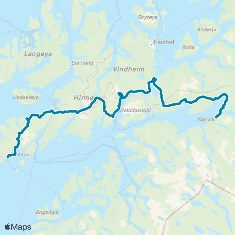 Reis Nordland Narvik - Svolvær - Leknes - Å map