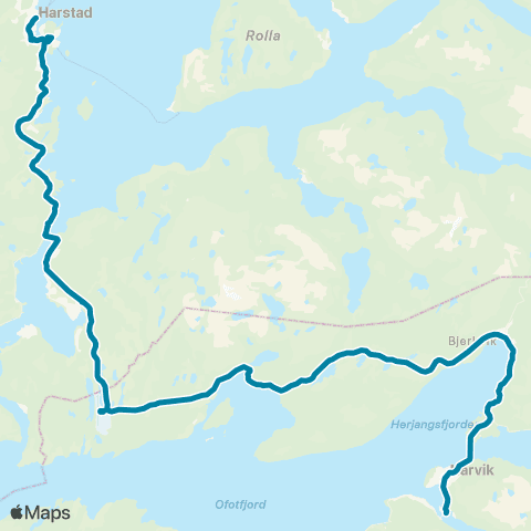 Reis Nordland Narvik-Evenes-Harstad map
