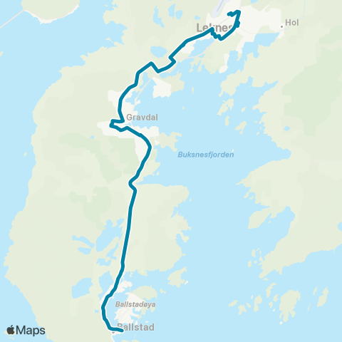Reis Nordland Leknes-Ballstad map