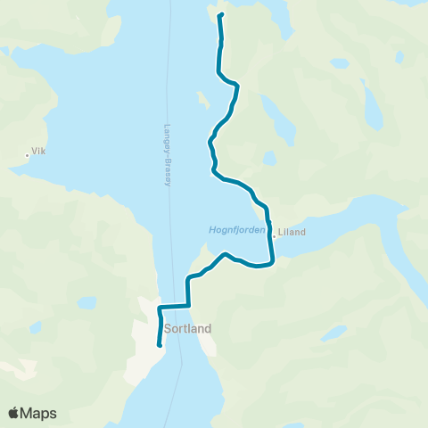 Reis Nordland Mehus / Myrland - Sortland map