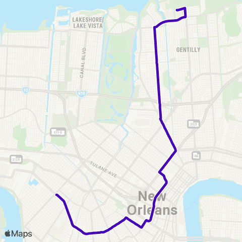 New Orleans RTA Paris - Claiborne OWL map