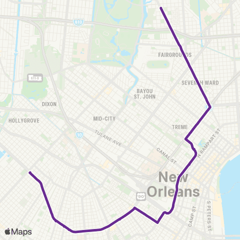 New Orleans RTA St. Bernard - Claiborne map