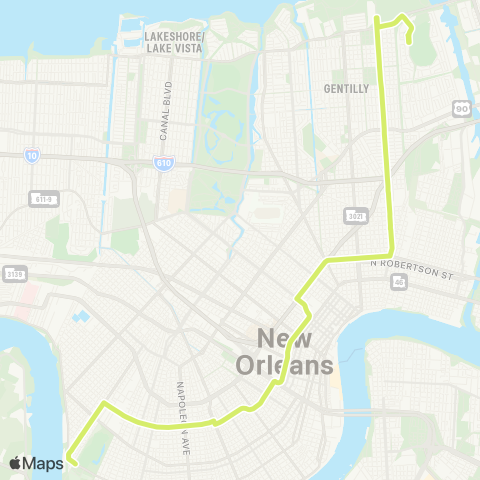 New Orleans RTA Franklin-Freret map