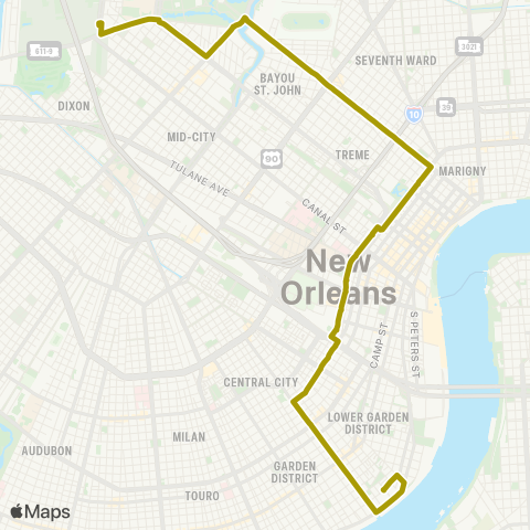 New Orleans RTA Jackson - Esplanade map