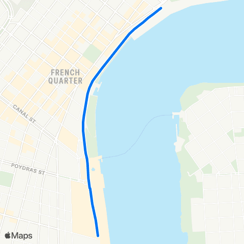 New Orleans RTA Riverfront Streetcar map