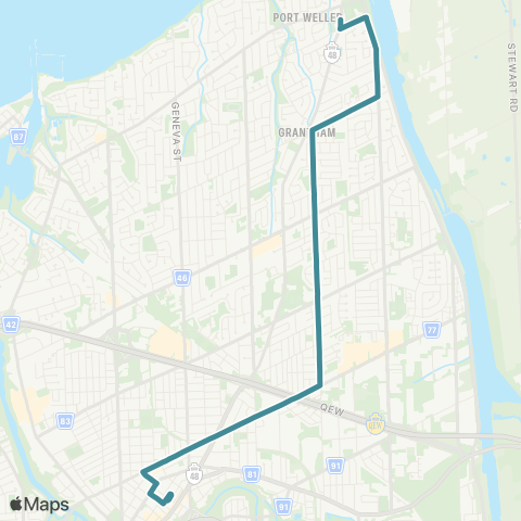 Niagara Region Transit Grantham Av. map