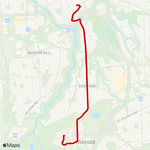 Niagara Region Transit Brock - Glenridge map